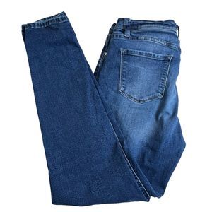 KanCan Womens‎ Dark Wash Mid Rise Stretch Distressed Skinny Jeans 13/30